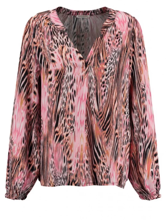 Foto van product Key Largo Blouse 'Roots' lichtoranje / rosa / lichtroze / zwart