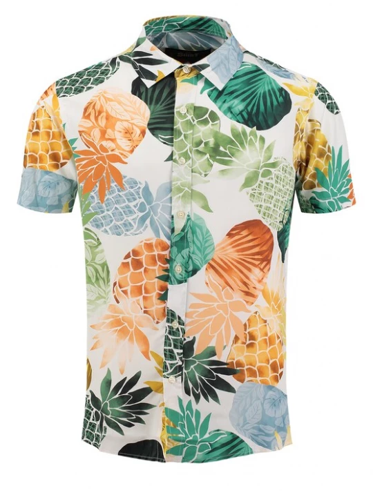 Foto van product Key Largo Overhemd 'KLPINEAPPLE' crème / donkergroen / oranje