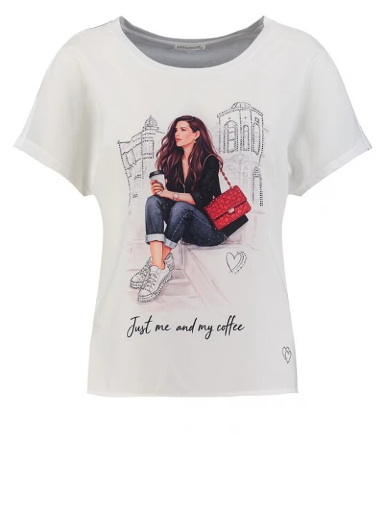 Foto van product Key Largo Shirt 'BREAK' crème / rood / zwart