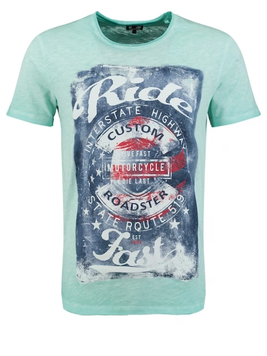 Foto van product Key Largo Shirt 'Fast' blauw denim / mintgroen / rood