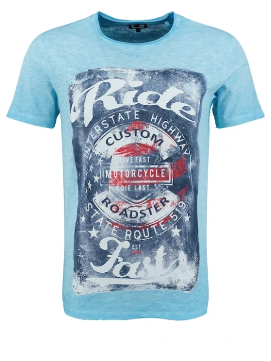Foto van product Key Largo Shirt 'Fast' hemelsblauw / blauw denim / rood