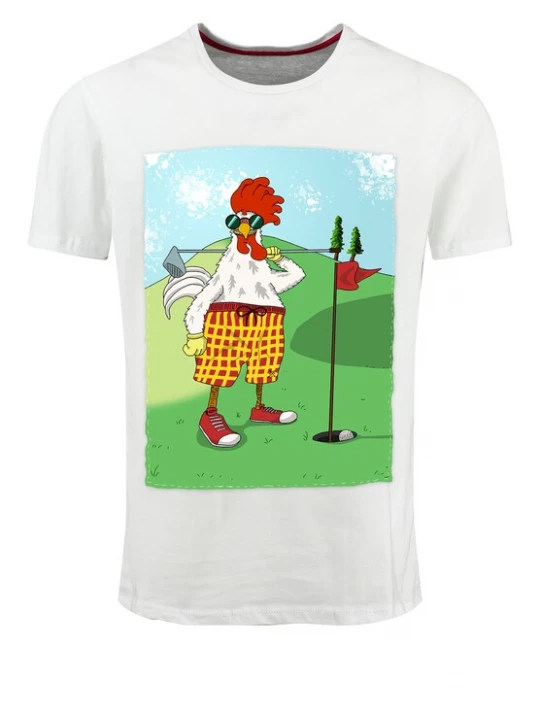 Foto van product Key Largo Shirt 'Golfing Chicken' geel / groen / rood / wit