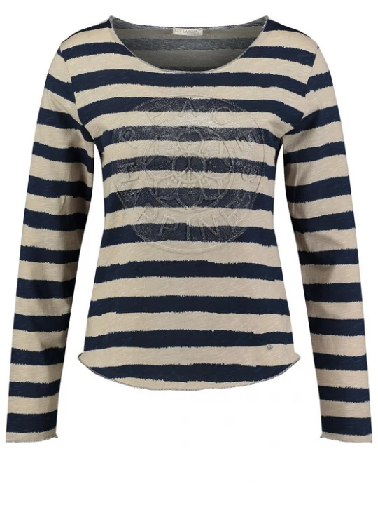 Foto van product Key Largo Shirt 'Happiness' beige / navy