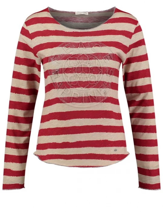 Foto van product Key Largo Shirt 'Happiness' beige / rood