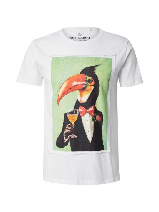 Foto van product Key Largo Shirt 'HORNBILL' lichtgroen / oranje / zwart / natuurwit