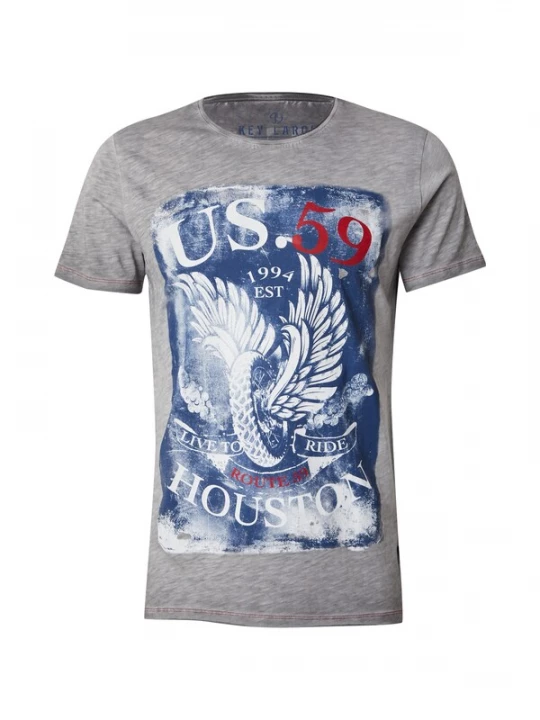 Foto van product Key Largo Shirt 'HOUSTON' grijs / rood / wit