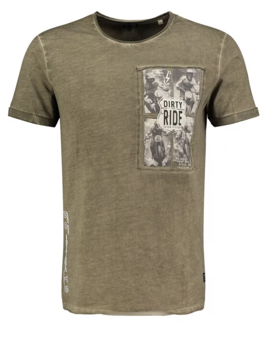 Foto van product Key Largo Shirt 'KLDirty Ride' lichtbeige / olijfgroen