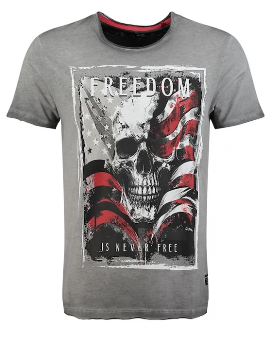 Foto van product Key Largo Shirt 'KLFreedom' lichtgrijs / bloedrood / zwart