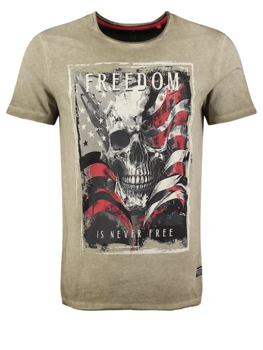 Foto van product Key Largo Shirt 'KLFreedoom' grijs / kaki / rood / zwart