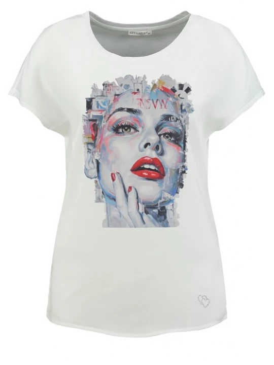 Foto van product Key Largo Shirt 'Magazine' hemelsblauw / lichtgrijs / rood / wit