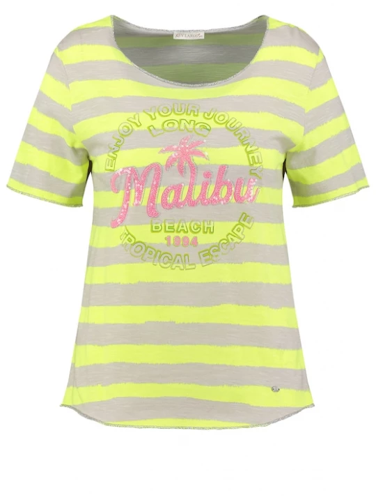 Foto van product Key Largo Shirt 'Malibu' neongeel / grijs gemêleerd / donkergroen / pitaja roze