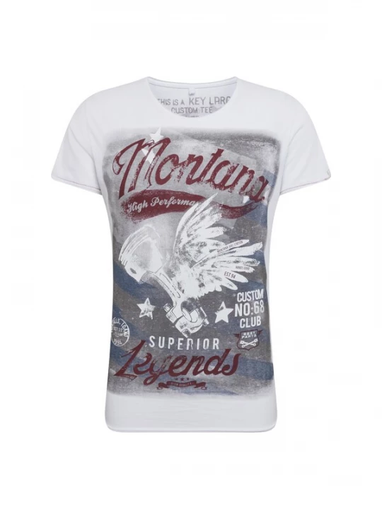 Foto van product Key Largo Shirt 'MONTANA' grijs / wijnrood / wit