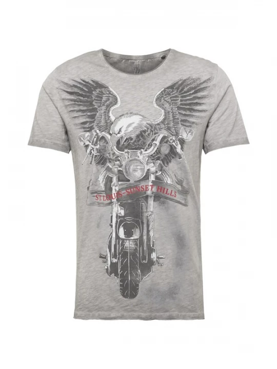 Foto van product Key Largo Shirt 'MT SUNSET HILLS' grijs / antraciet / rood / wit