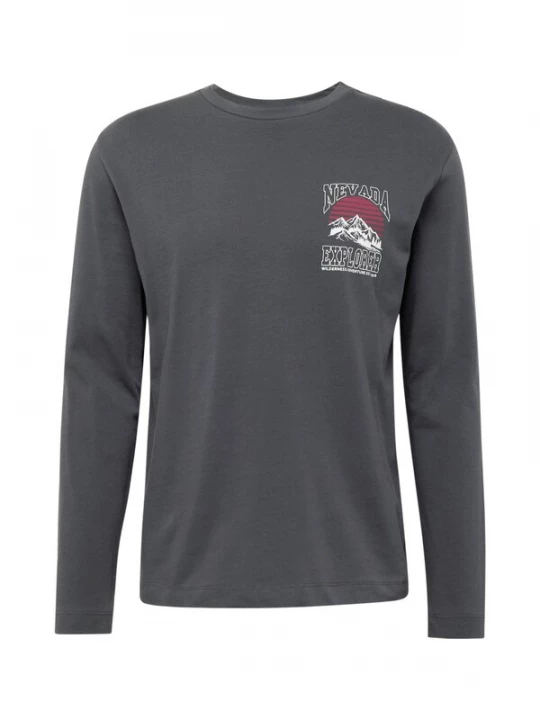 Foto van product Key Largo Shirt 'Nevada Adventure' antraciet / bloedrood / wit