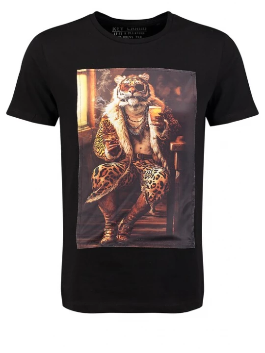 Foto van product Key Largo Shirt 'Pimp Tiger' bruin / cappuccino / oranje / zwart