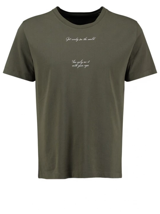Foto van product Key Largo Shirt 'Postcard' lichtblauw / olijfgroen / zalm roze / wit