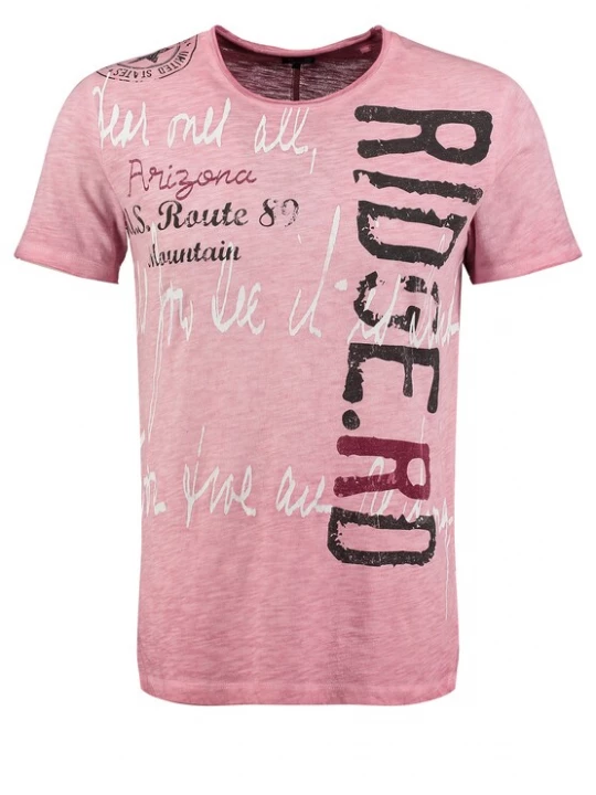 Foto van product Key Largo Shirt 'Ridge' oudroze / wijnrood / zwart / wit