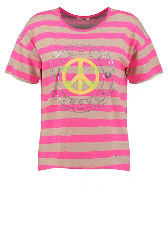 Foto van product Key Largo Shirt 'SYMBOL ' beige / geel / neonroze / zwart