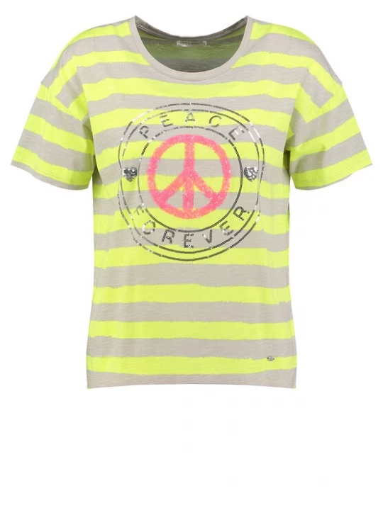 Foto van product Key Largo Shirt 'SYMBOL ' neongeel / lichtgrijs / lichtrood / zwart