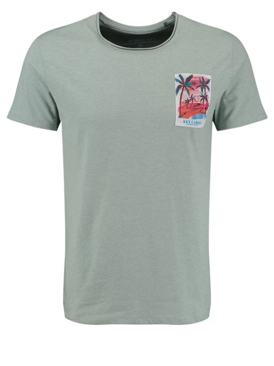 Foto van product Key Largo Shirt 'Vibes' azuur / smaragd / donkergroen / oranjerood