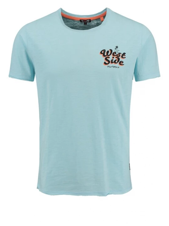 Foto van product Key Largo Shirt 'West Side' duifblauw / oranjerood / zwart / wit