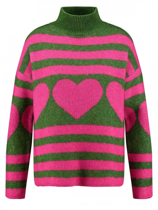 Foto van product Key Largo Trui 'DEAR' groen / pink