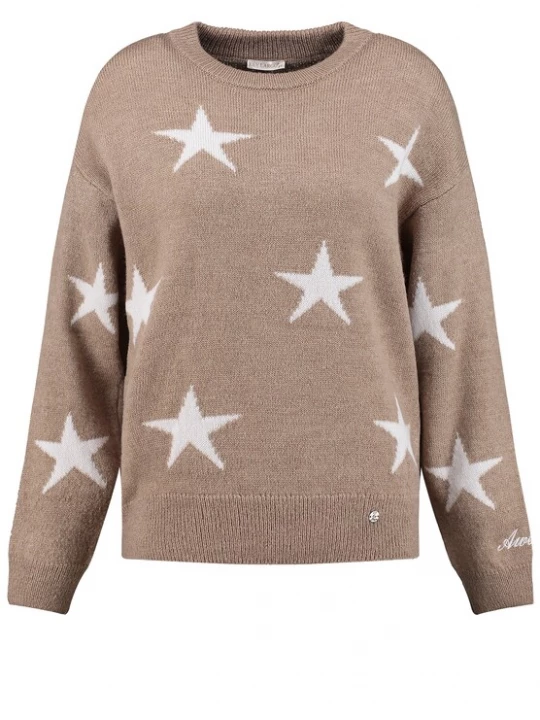 Foto van product Key Largo Trui 'Twinkle' bruin / wit