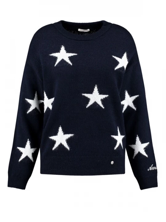 Foto van product Key Largo Trui 'Twinkle' navy / wit