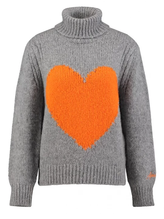 Foto van product Key Largo Trui 'Warm' grijs gemêleerd / lichtoranje