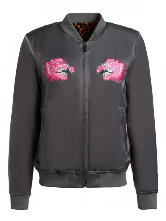 Foto van product khujo Tussenjas 'Ruby' donkergrijs / pink / lichtroze / wit