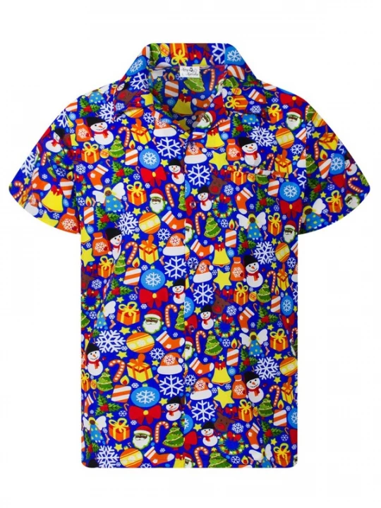 Foto van product King Kameha Overhemd 'Christmas Allover' indigo