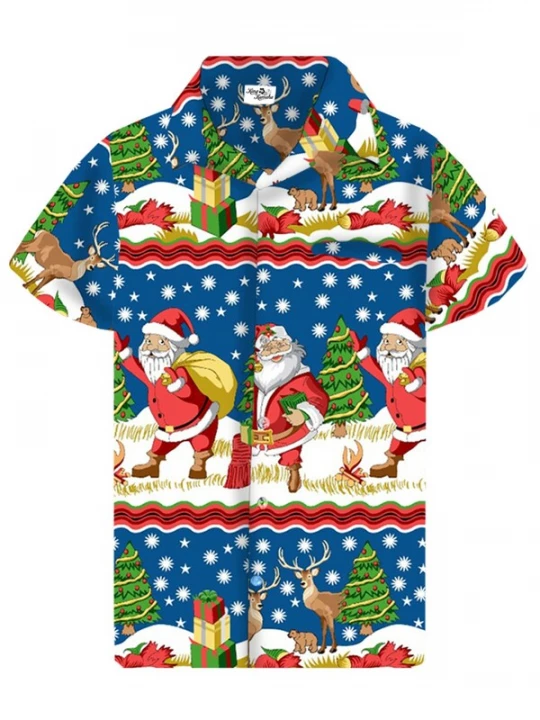 Foto van product King Kameha Overhemd 'Christmas Border Print' blauw