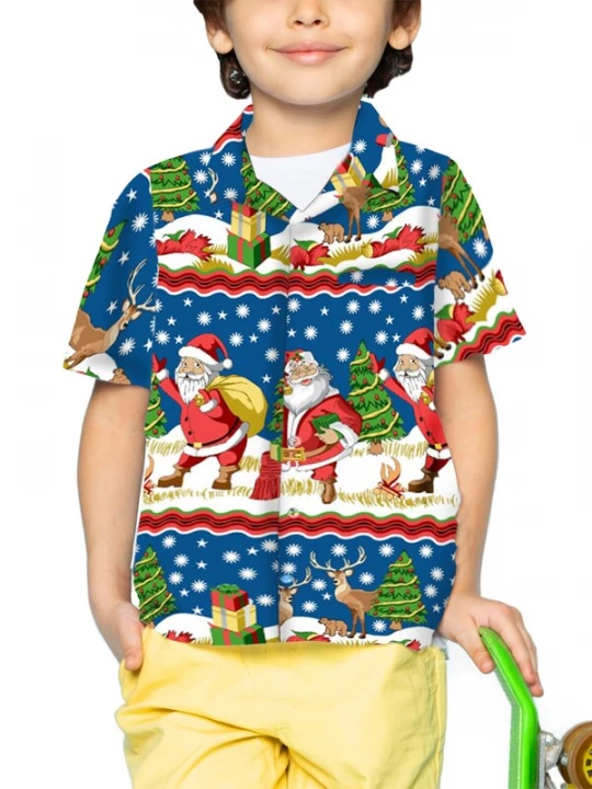 Foto van product King Kameha Overhemd 'Christmas Border Print' blauw