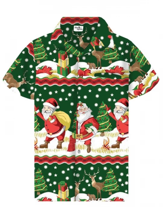Foto van product King Kameha Overhemd 'Christmas Border Print' groen