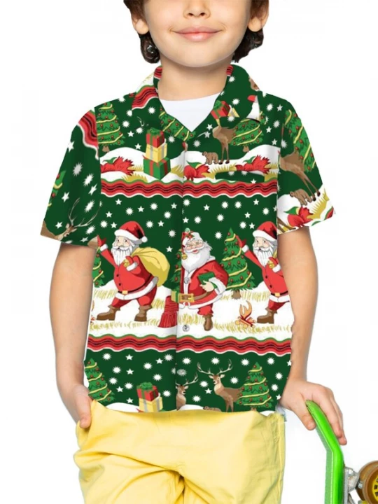 Foto van product King Kameha Overhemd 'Christmas Border Print' groen