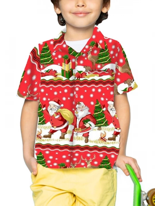 Foto van product King Kameha Overhemd 'Christmas Border Print' rood