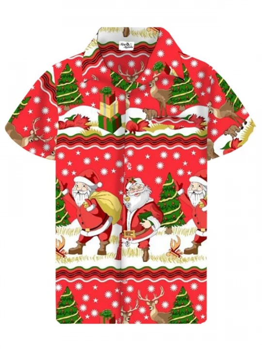 Foto van product King Kameha Overhemd 'Christmas Border Print' rood