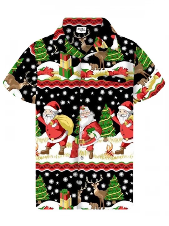 Foto van product King Kameha Overhemd 'Christmas Border Print' zwart