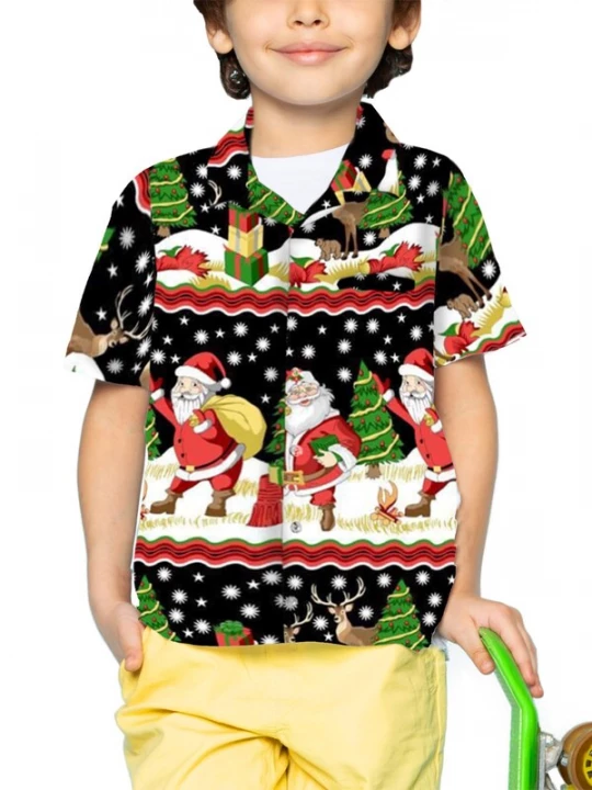 Foto van product King Kameha Overhemd 'Christmas Border Print' zwart