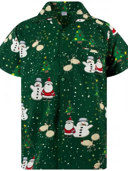 Foto van product King Kameha Overhemd 'Christmas Buddies' groen