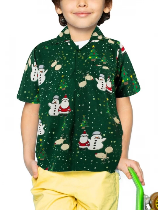 Foto van product King Kameha Overhemd 'Christmas Buddies' groen