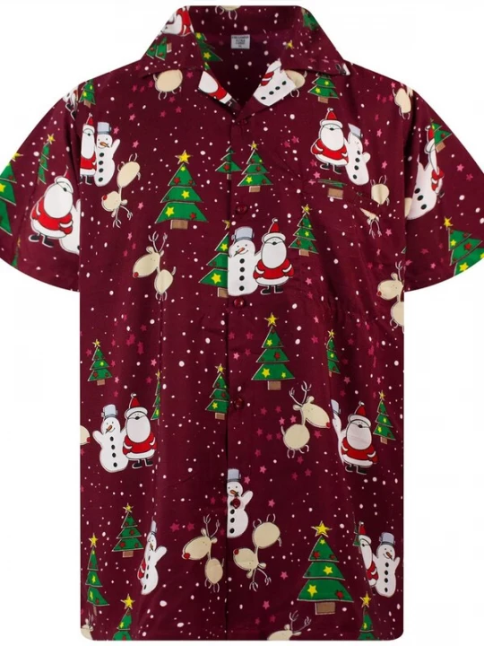 Foto van product King Kameha Overhemd 'Christmas Buddies' rood