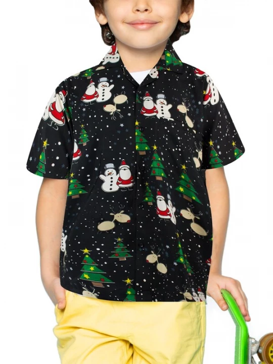 Foto van product King Kameha Overhemd 'Christmas Buddies' zwart