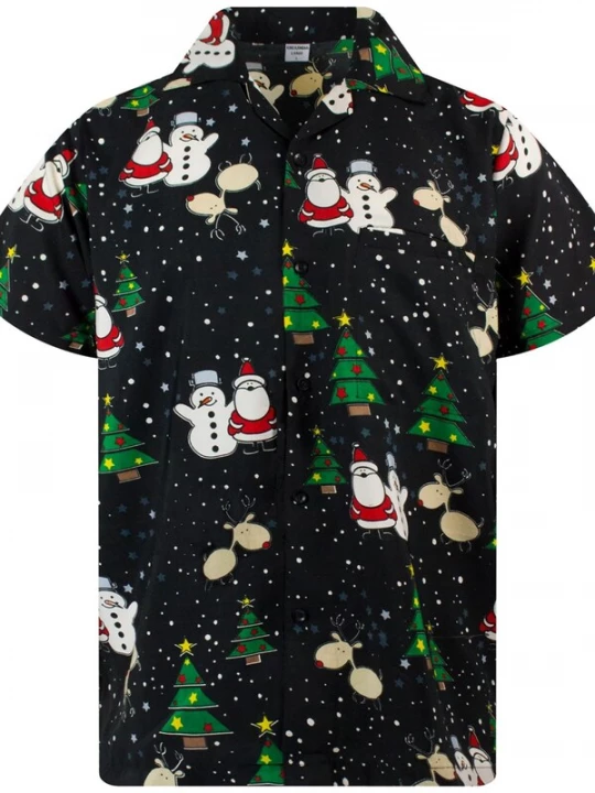 Foto van product King Kameha Overhemd 'Christmas Buddies' zwart