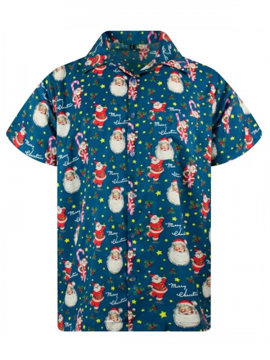 Foto van product King Kameha Overhemd 'Christmas Candycane' blauw