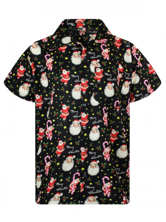 Foto van product King Kameha Overhemd 'Christmas Candycane' zwart