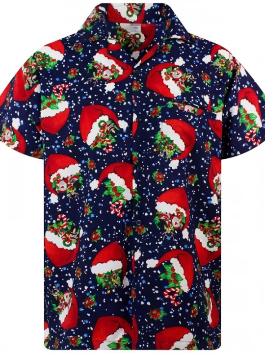 Foto van product King Kameha Overhemd 'Christmas Flying Hats' blauw