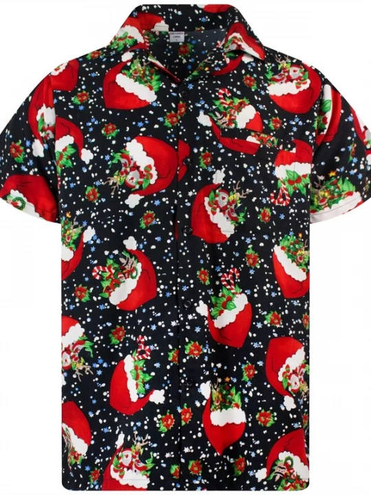 Foto van product King Kameha Overhemd 'Christmas Flying Hats' zwart
