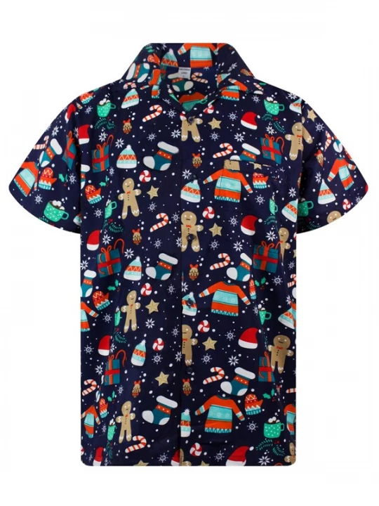 Foto van product King Kameha Overhemd 'Christmas Gingerbread' blauw
