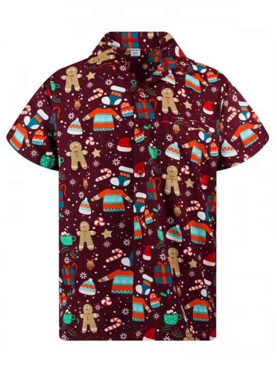 Foto van product King Kameha Overhemd 'Christmas Gingerbread' rood